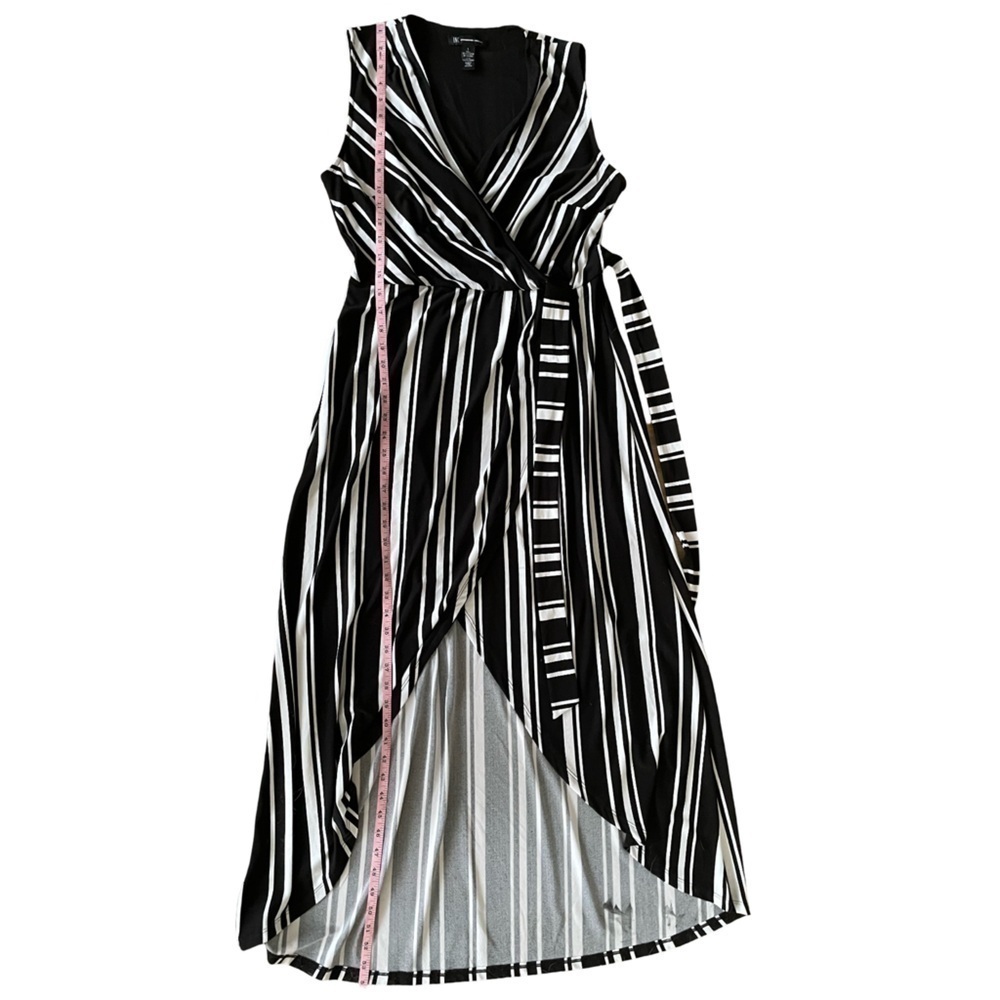 INC International Concepts Black/White Striped Faux-Wrap Maxi Dress Size Large - Picture 15 of 15